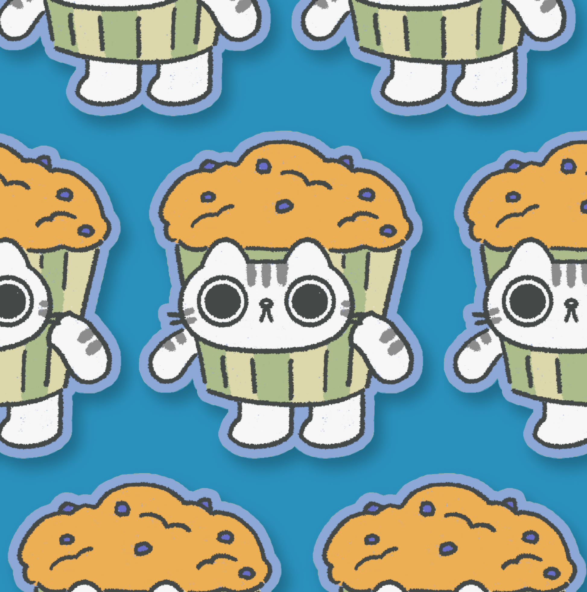 Muffin Breakfast Cat Waterproof Sticker