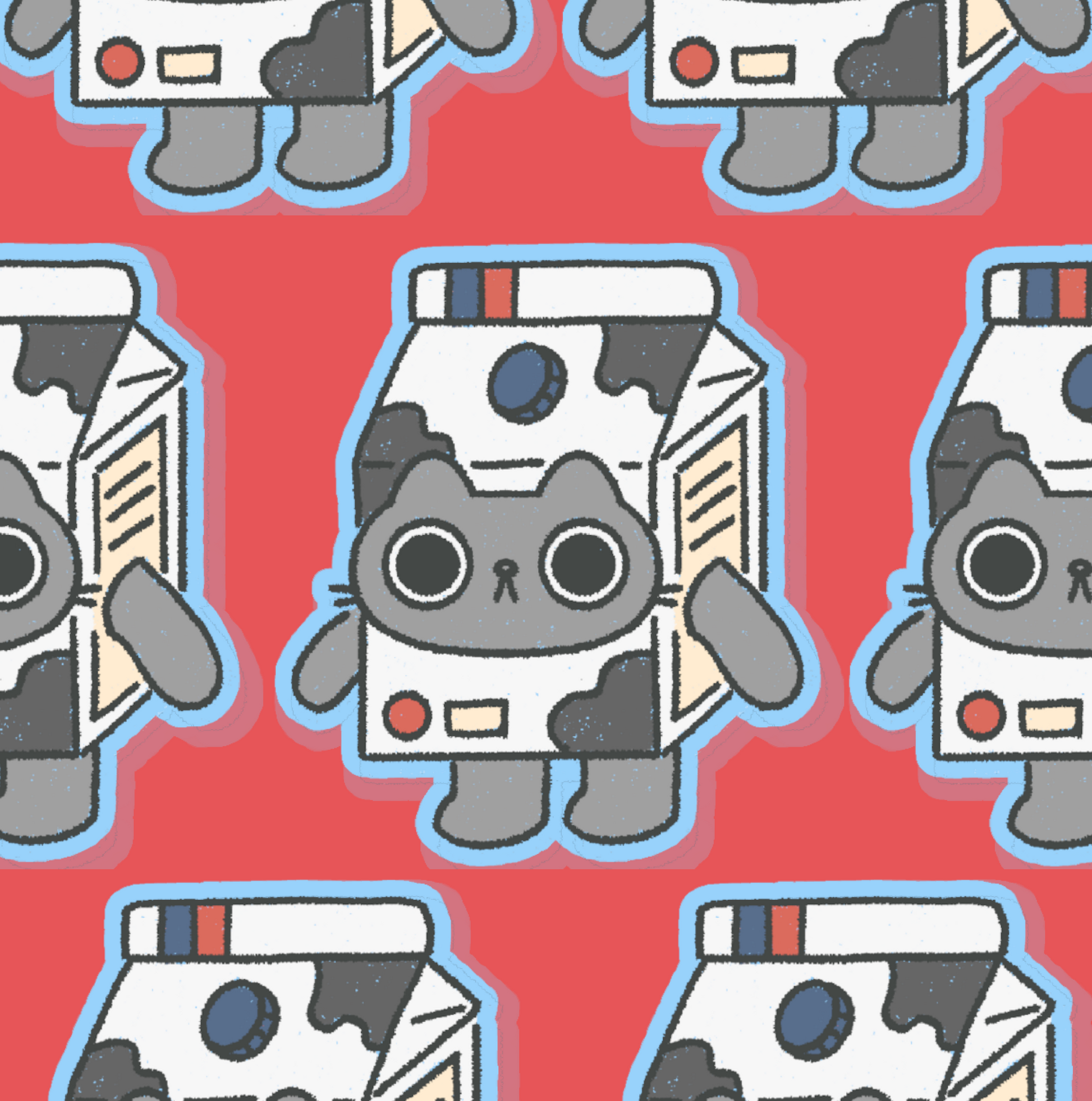 Milk Breakfast Cat Waterproof Sticker