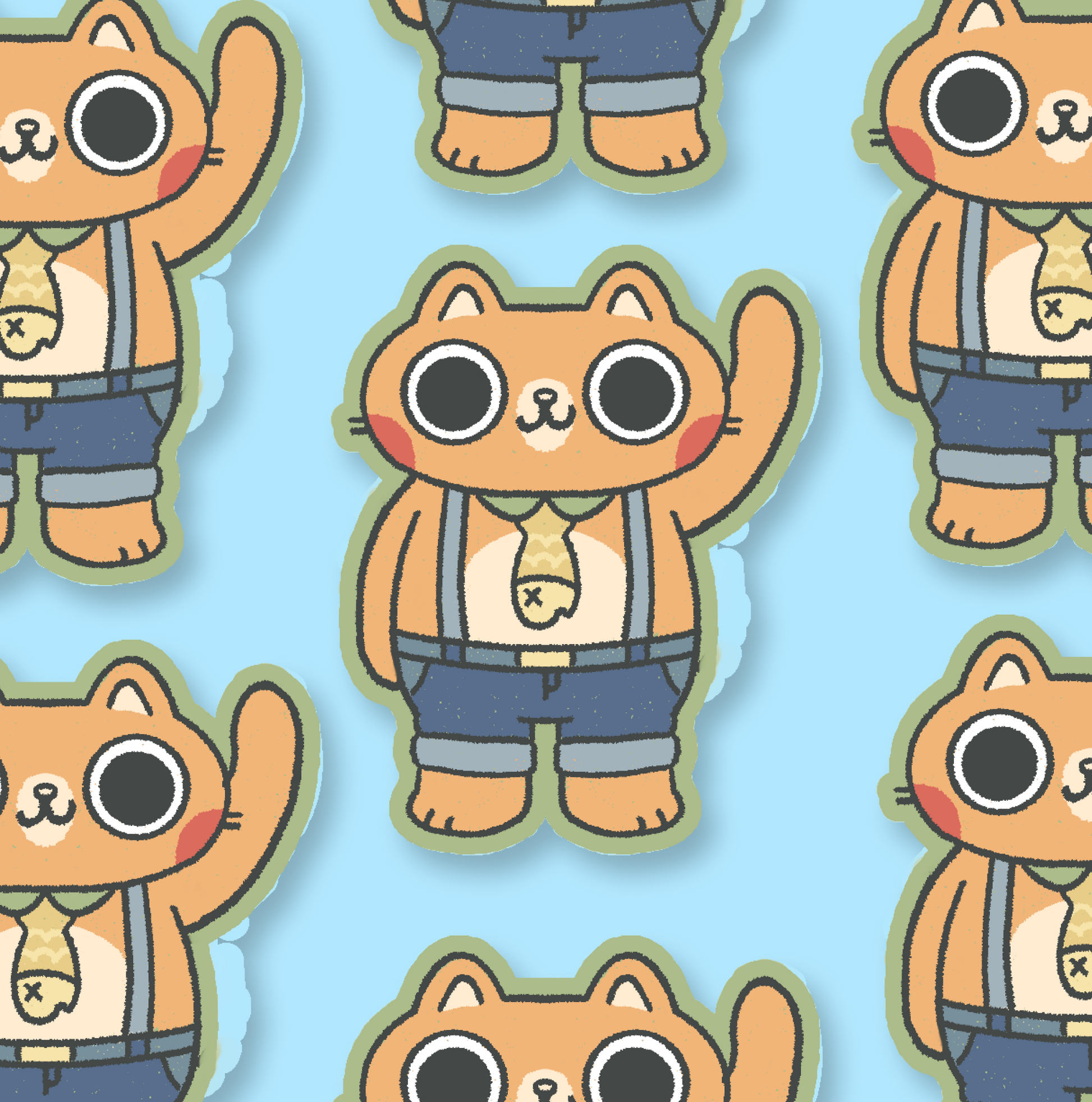 Hello Phat Cat Waterproof Sticker