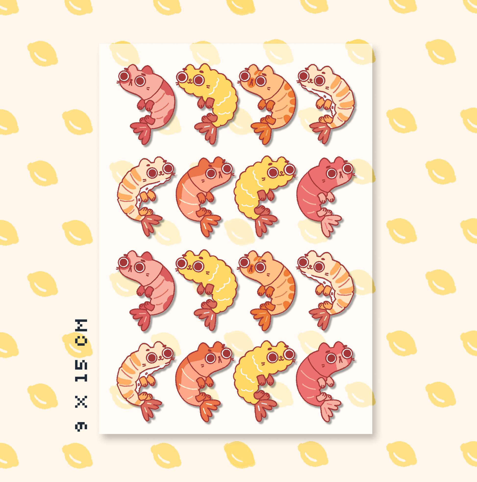 Shrimp Cat Sticker Sheet