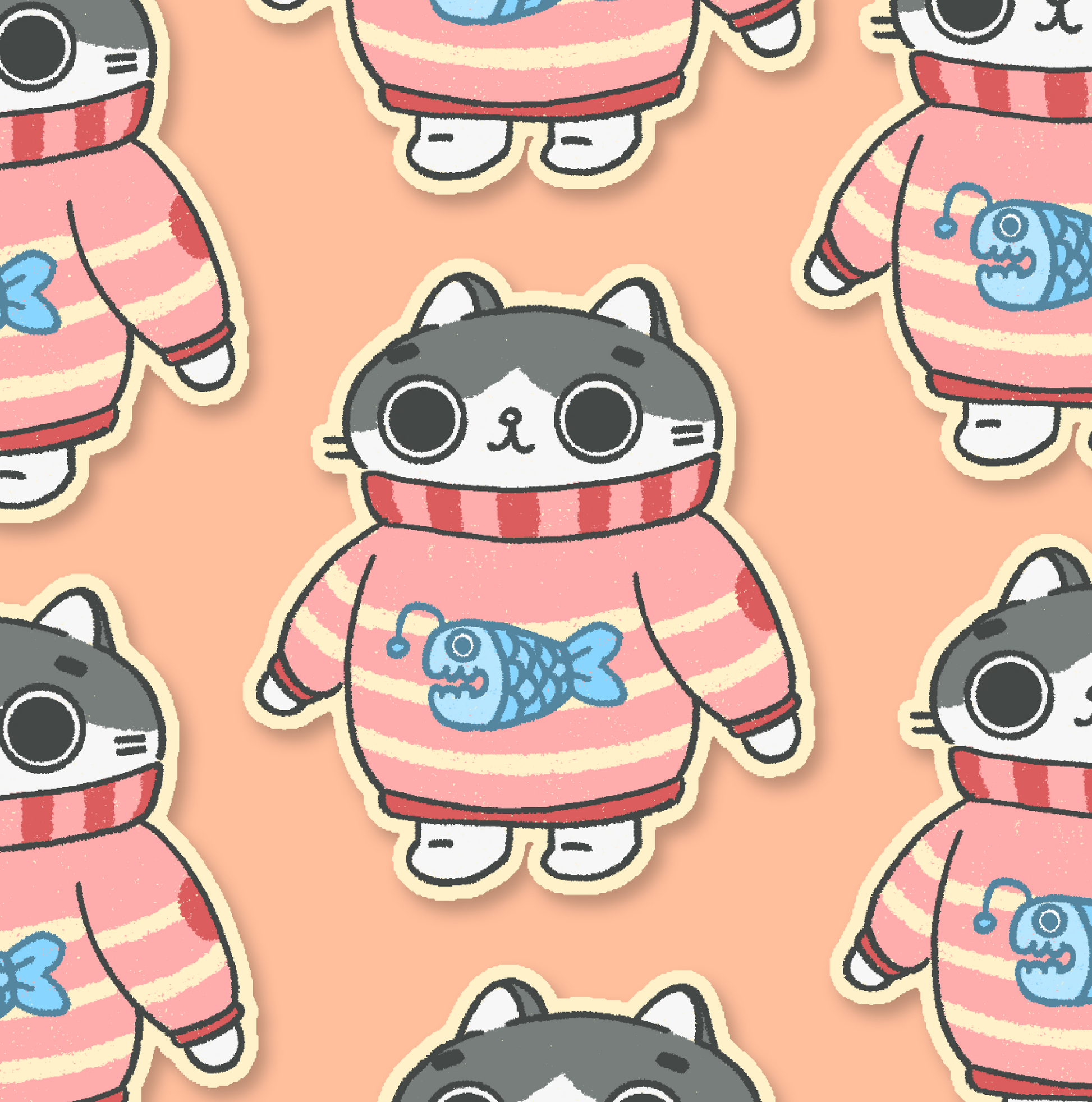 Sweater Cat Waterproof Sticker