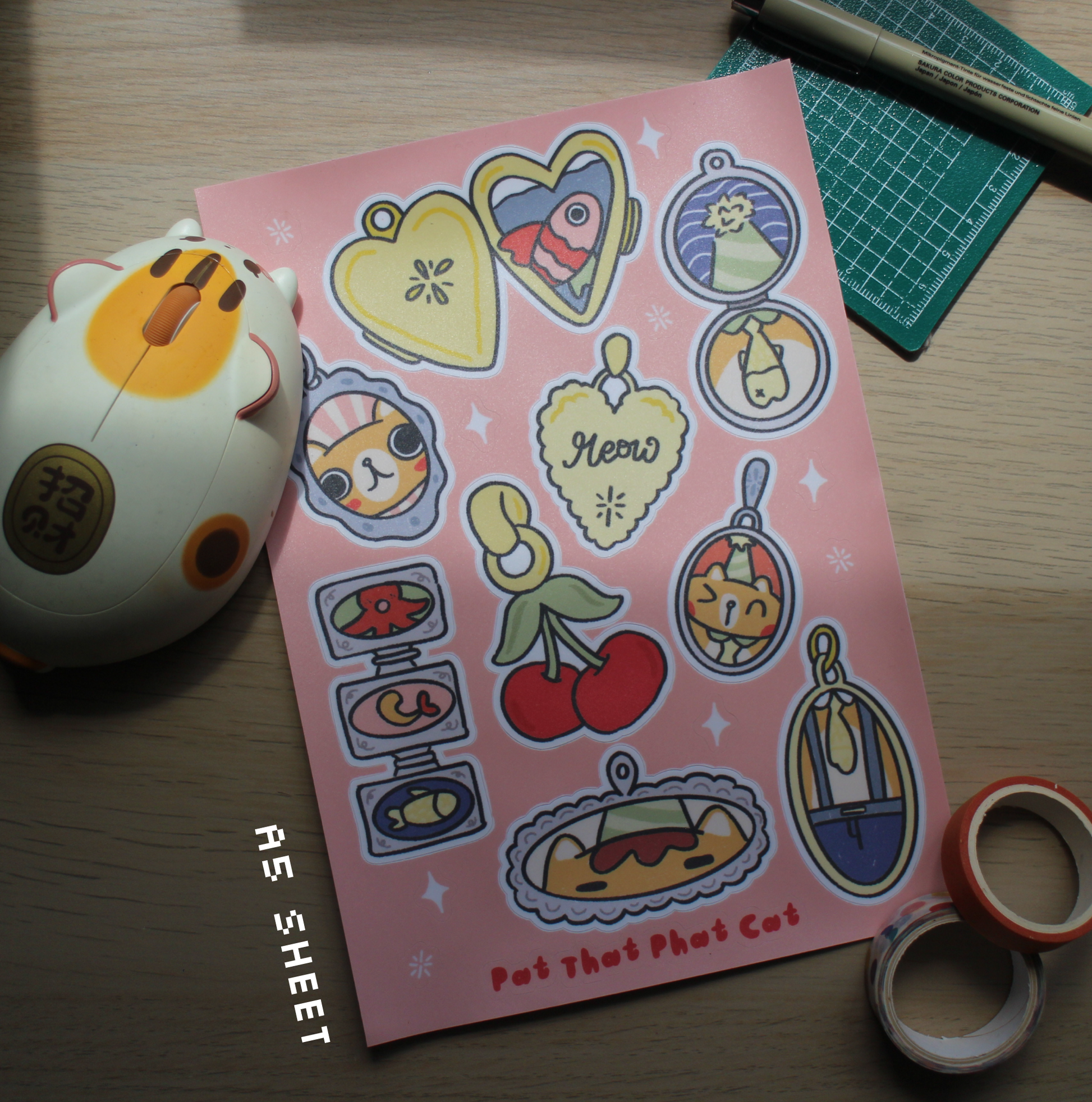 Kitty Charms Large Sticker Sheet