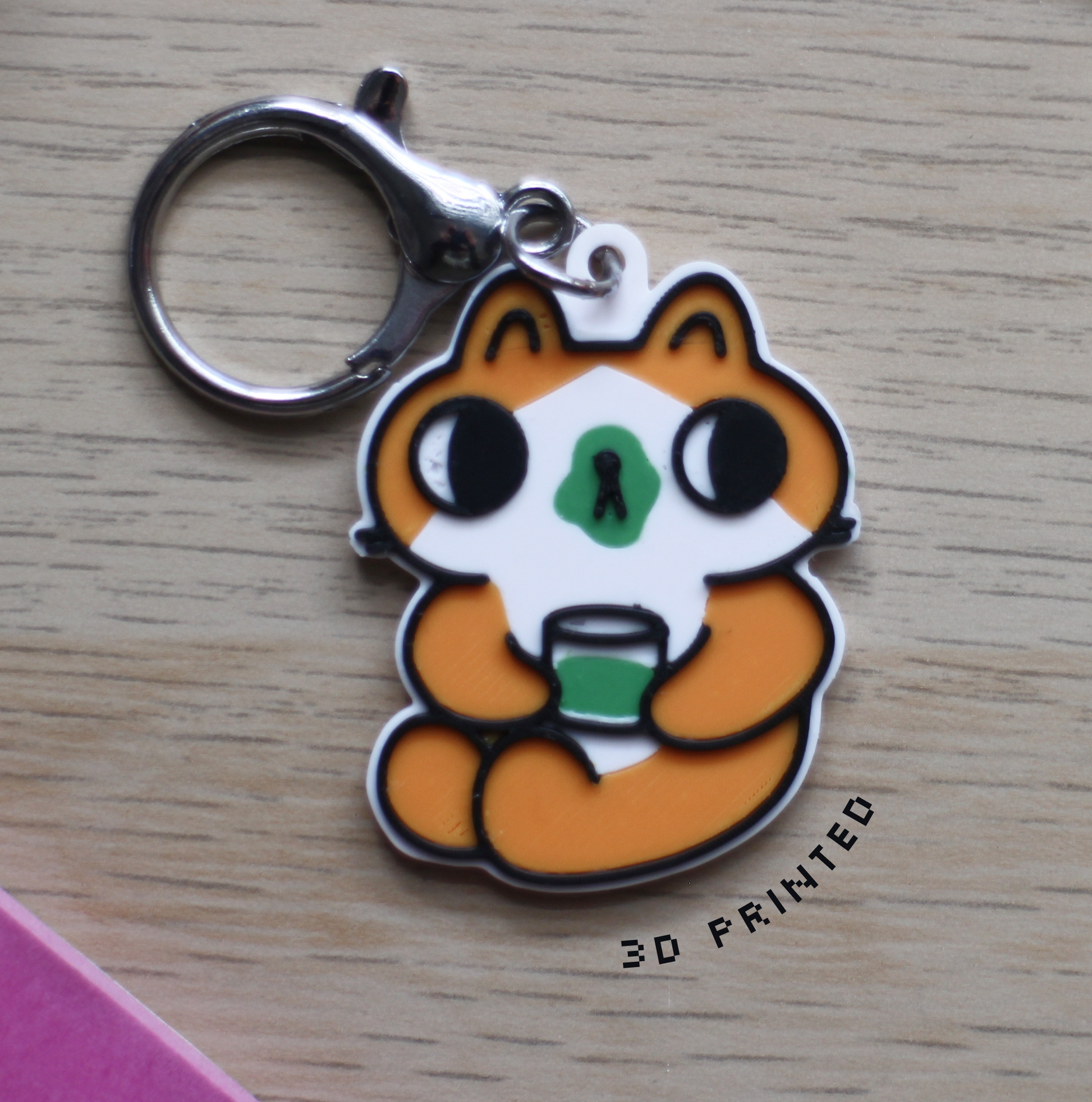 Messy Matcha Cat 3D-Printed Keychain