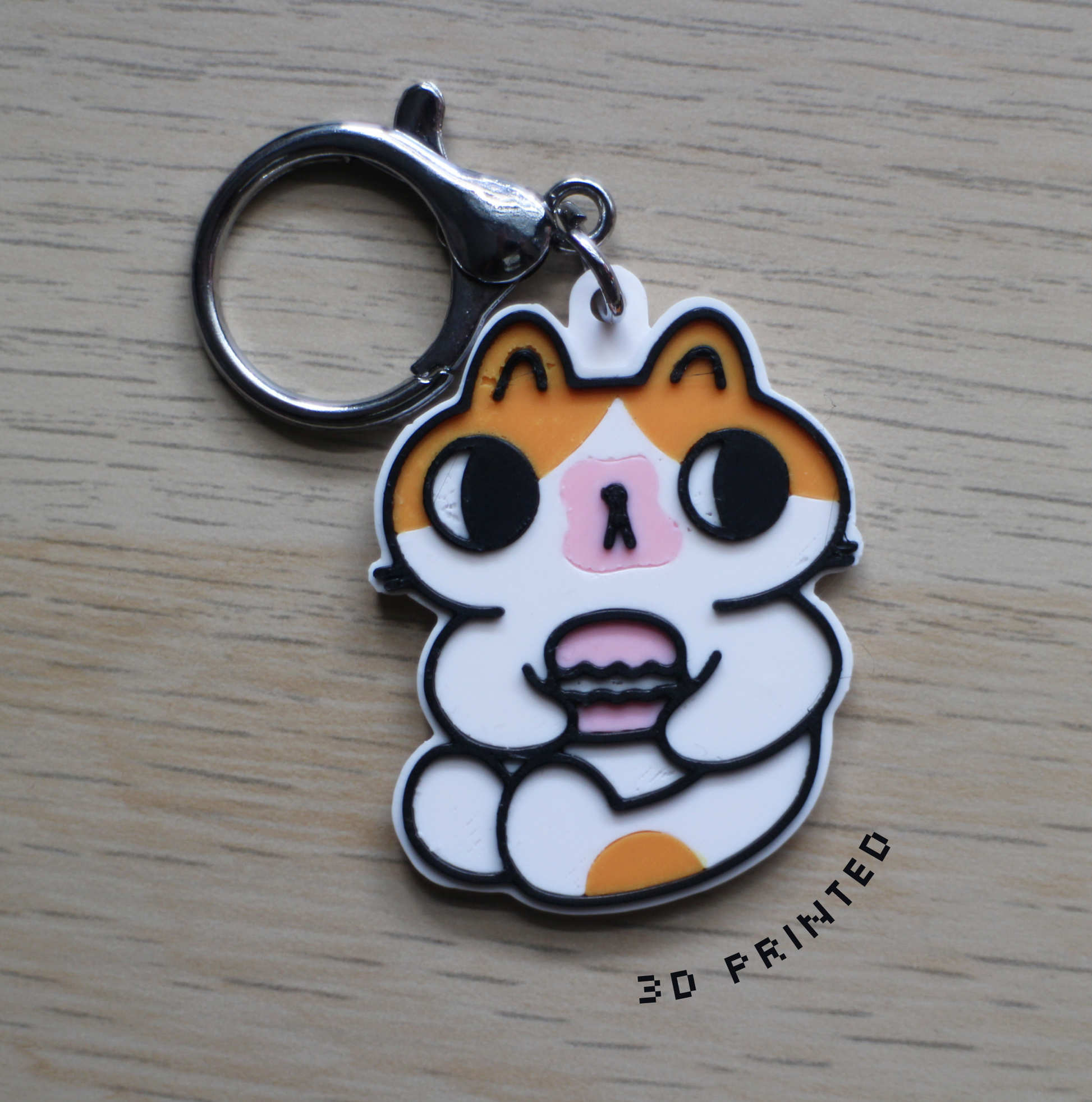 Messy Macaron Cat 3D-Printed Keychain