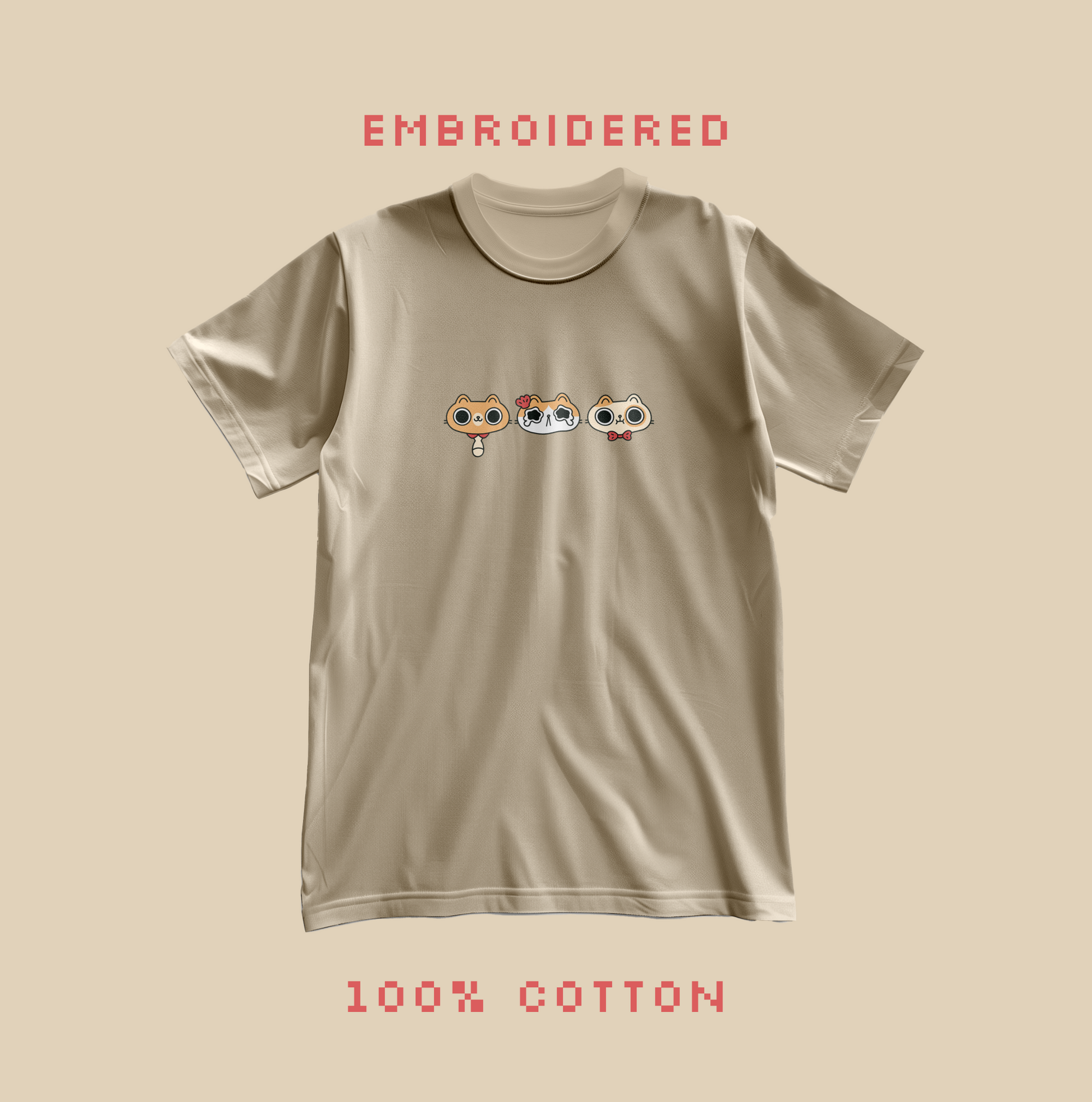 Cat Heads Embroidered T-shirt