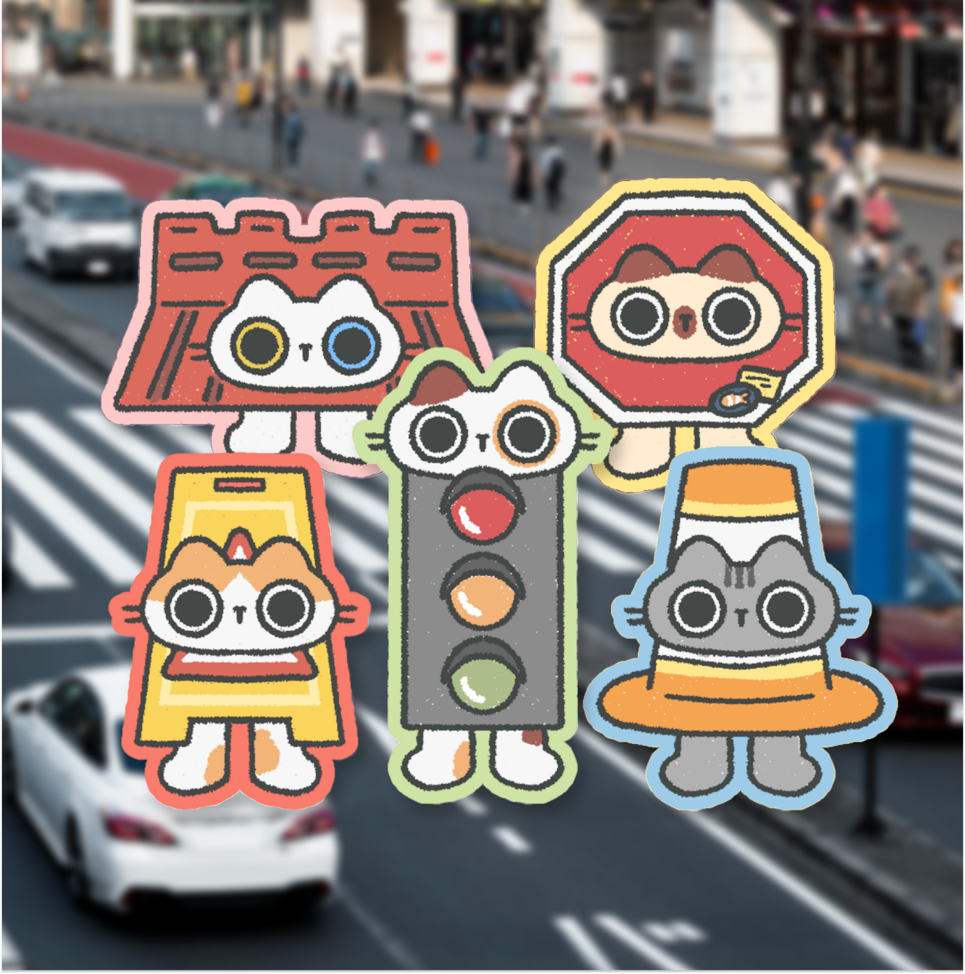 Traffic Cat Sticker Pack [5 Stickers]