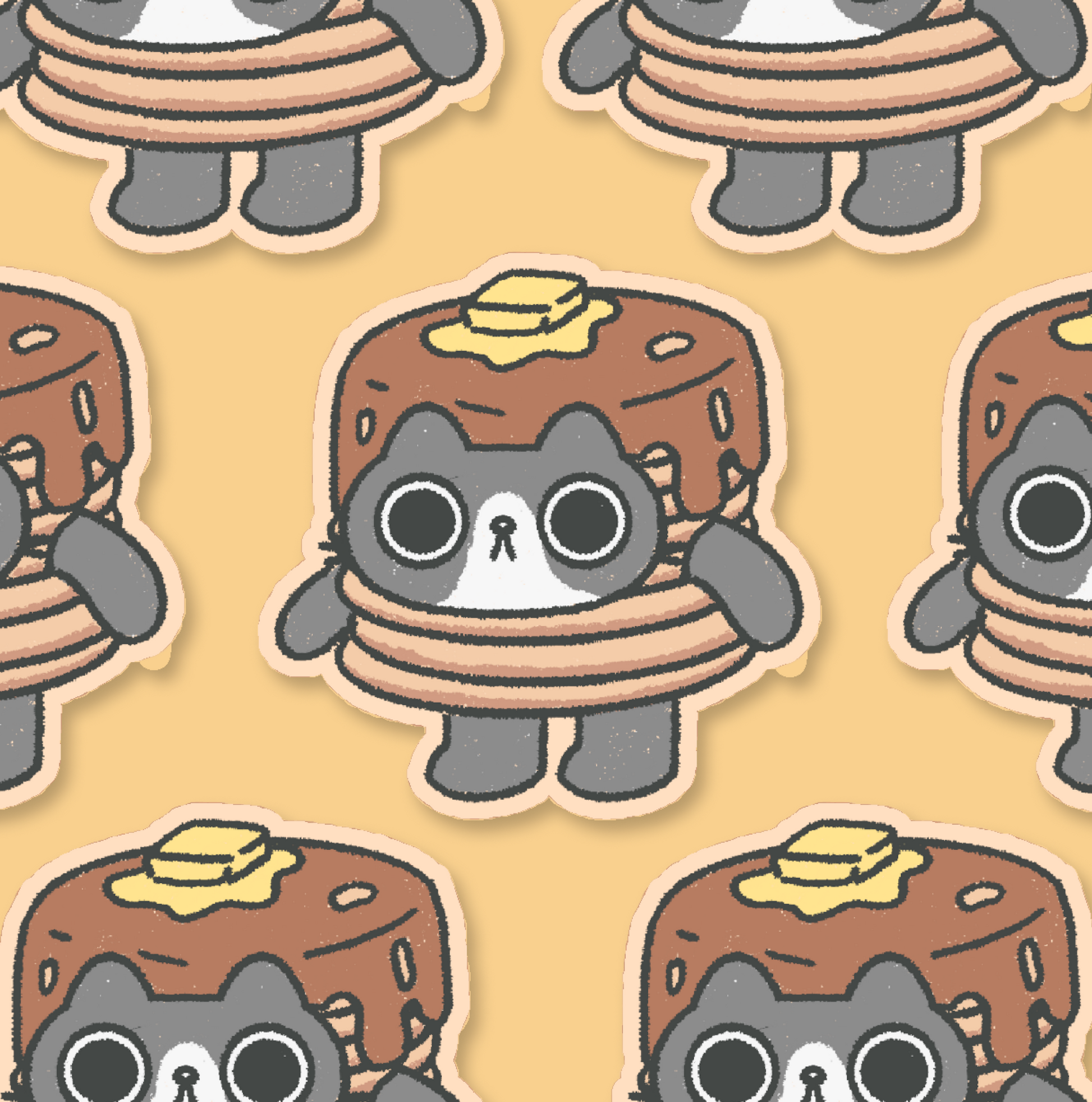 Pancake Breakfast Cat Waterproof Sticker