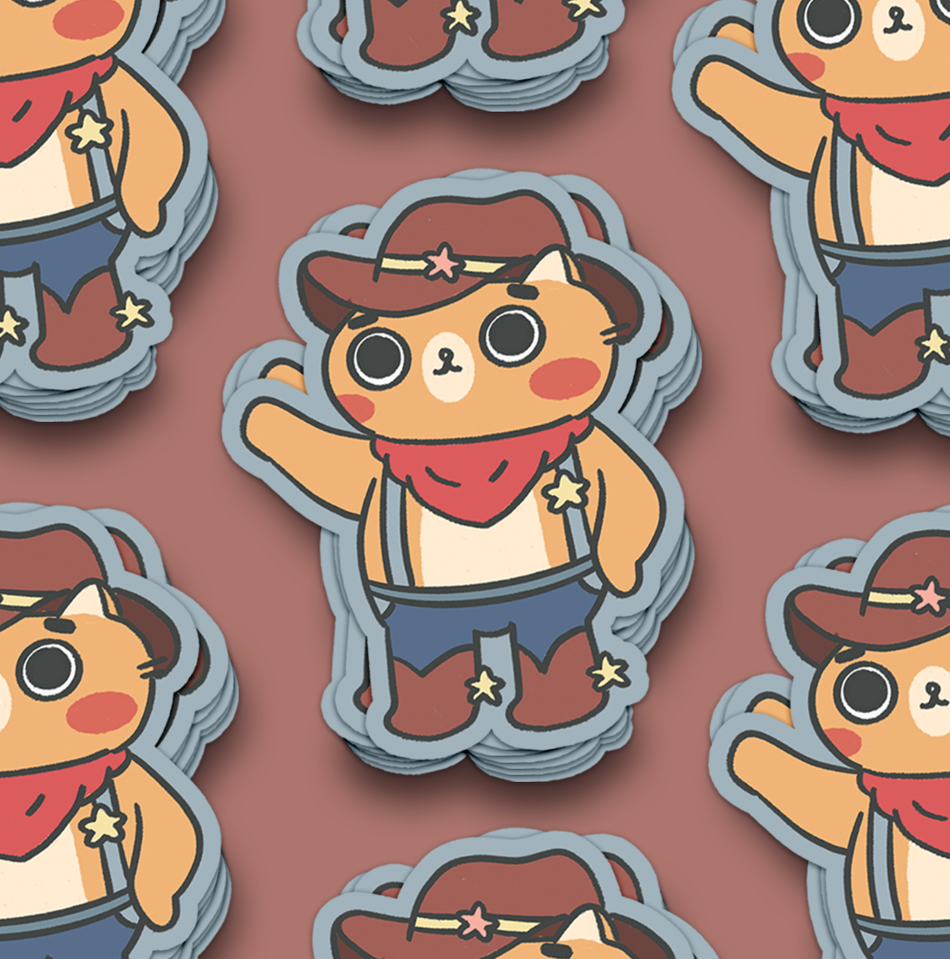 Cowboy Cat Waterproof Sticker