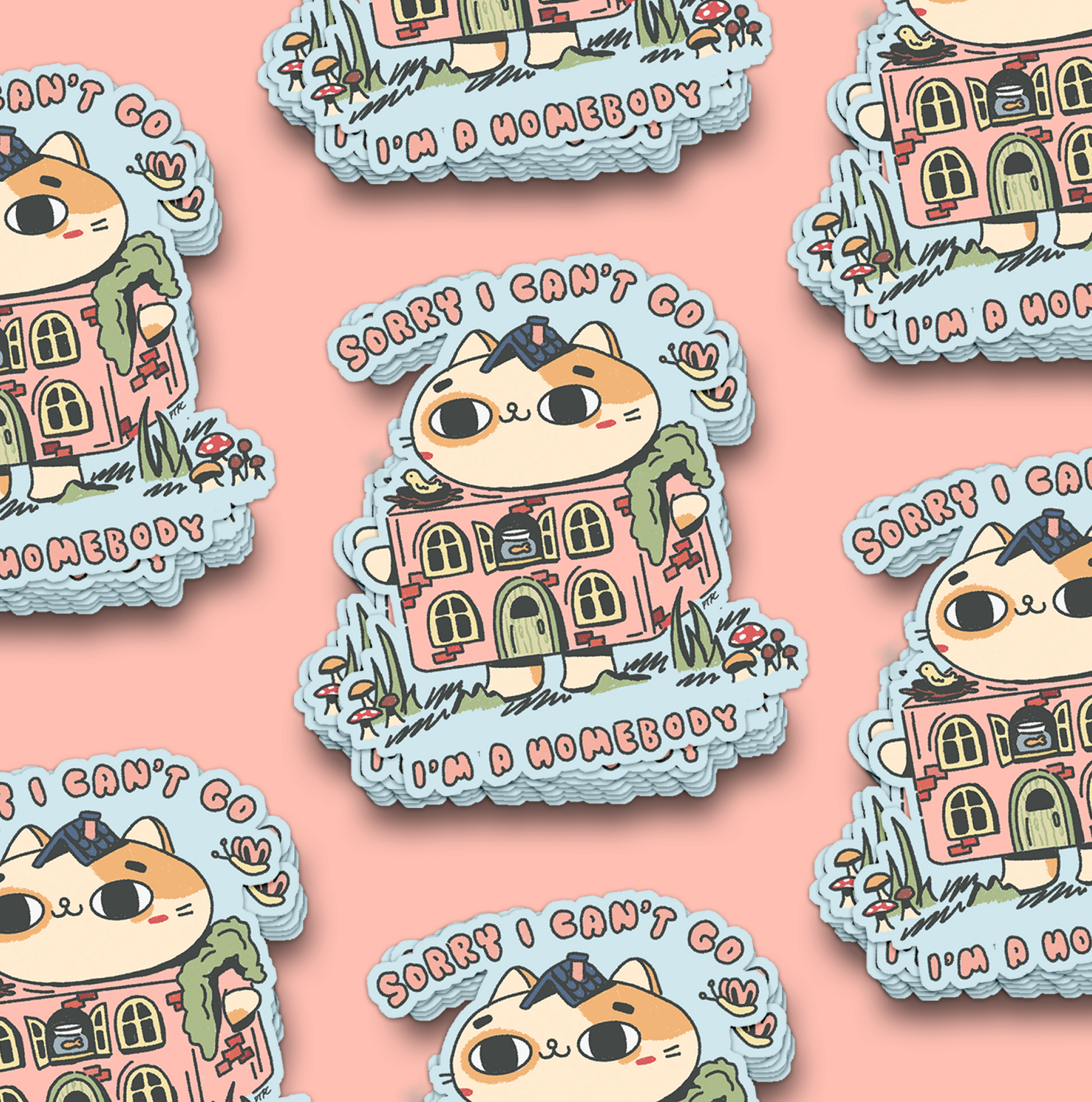 Homebody Cat Waterproof Sticker (Big)