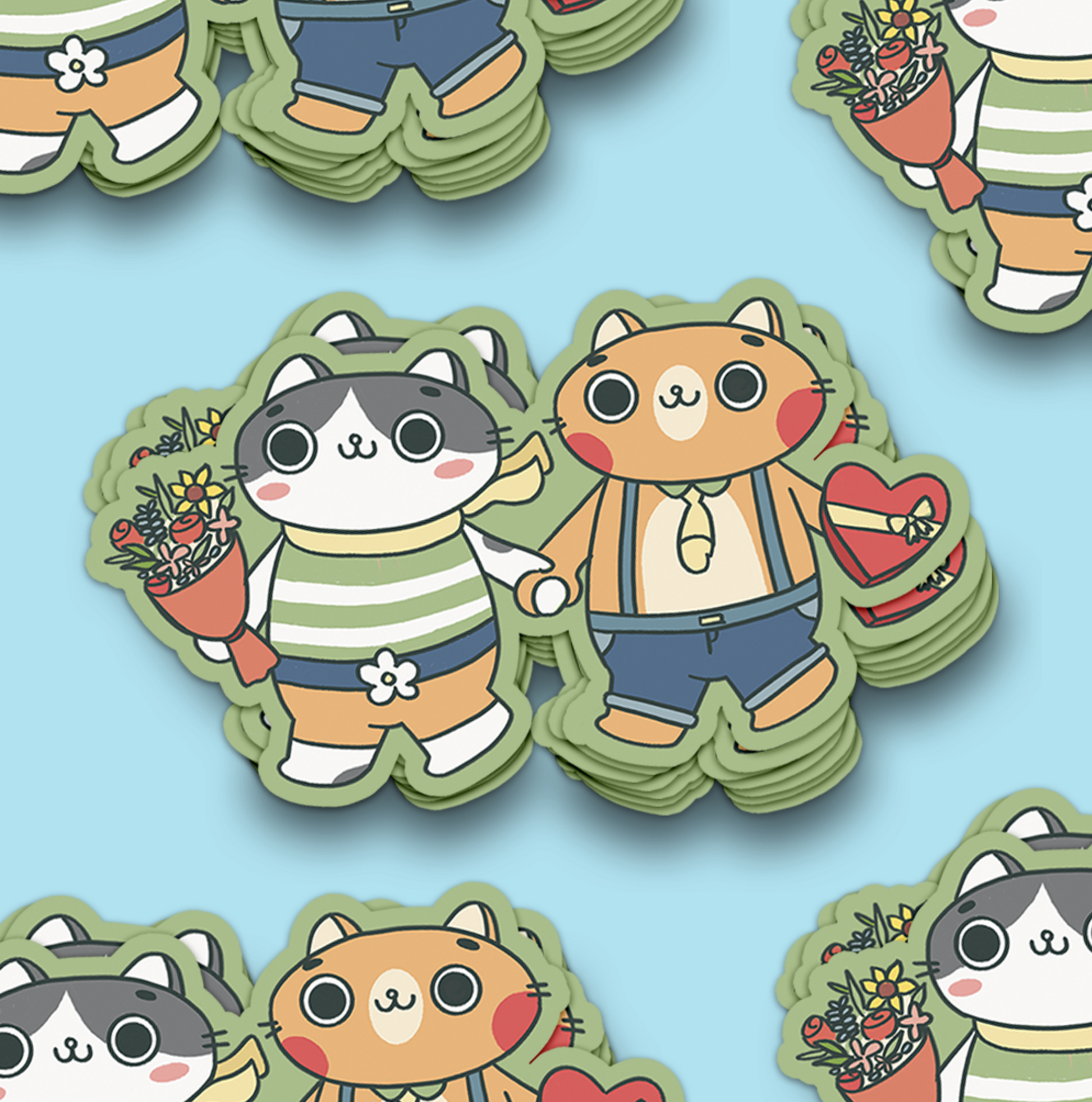 Kitties in Love Waterproof Sticker