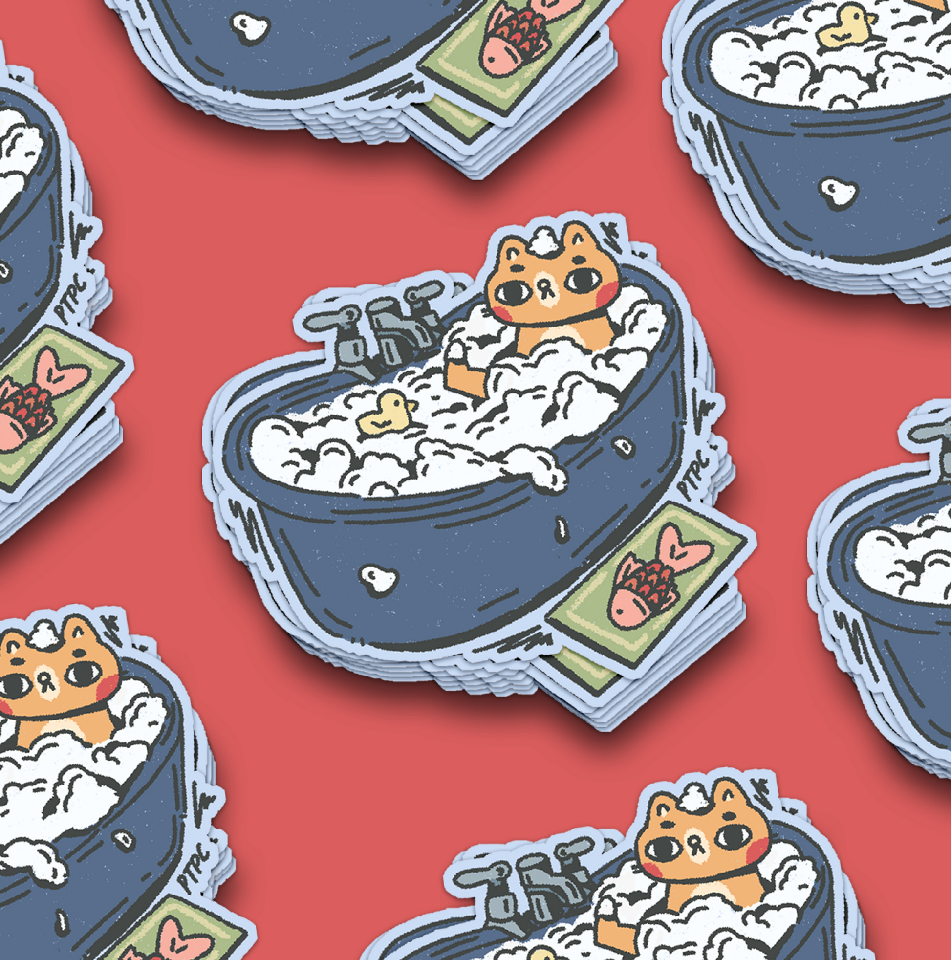 Bubble Bath Cat Waterproof Sticker (Big)