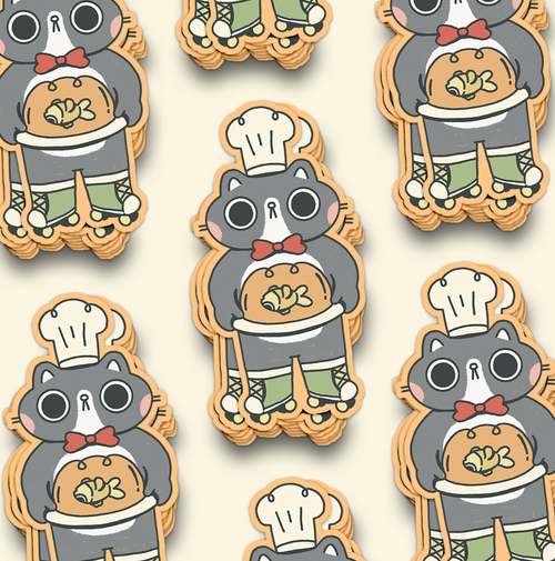 Baker Cat Waterproof Sticker (Big)
