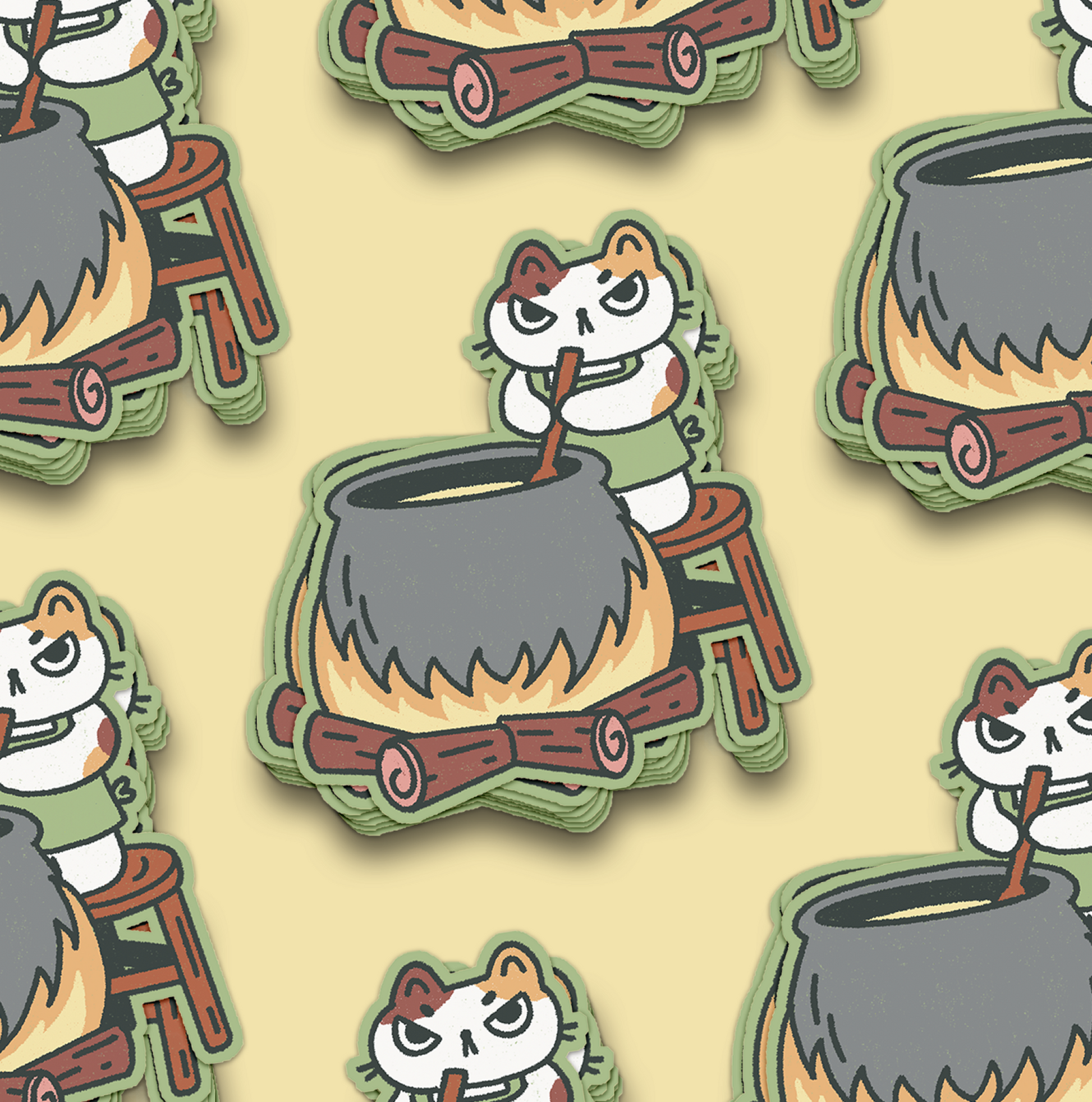 Soup-loving Cat Waterproof Sticker (Big)