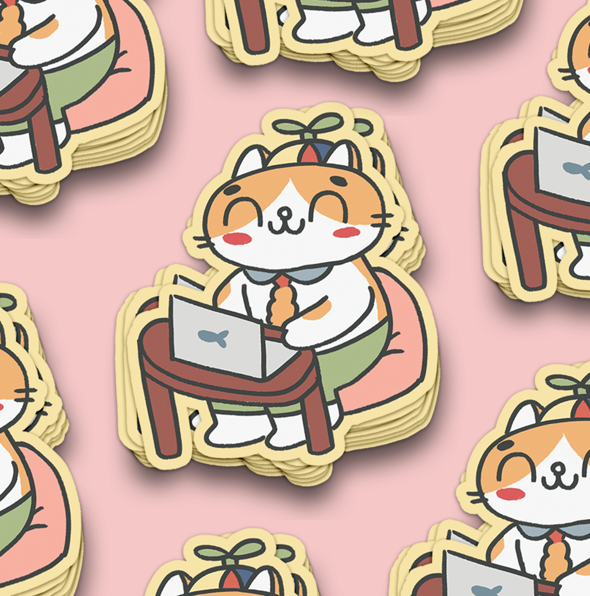 Laptop Cat Waterproof Sticker