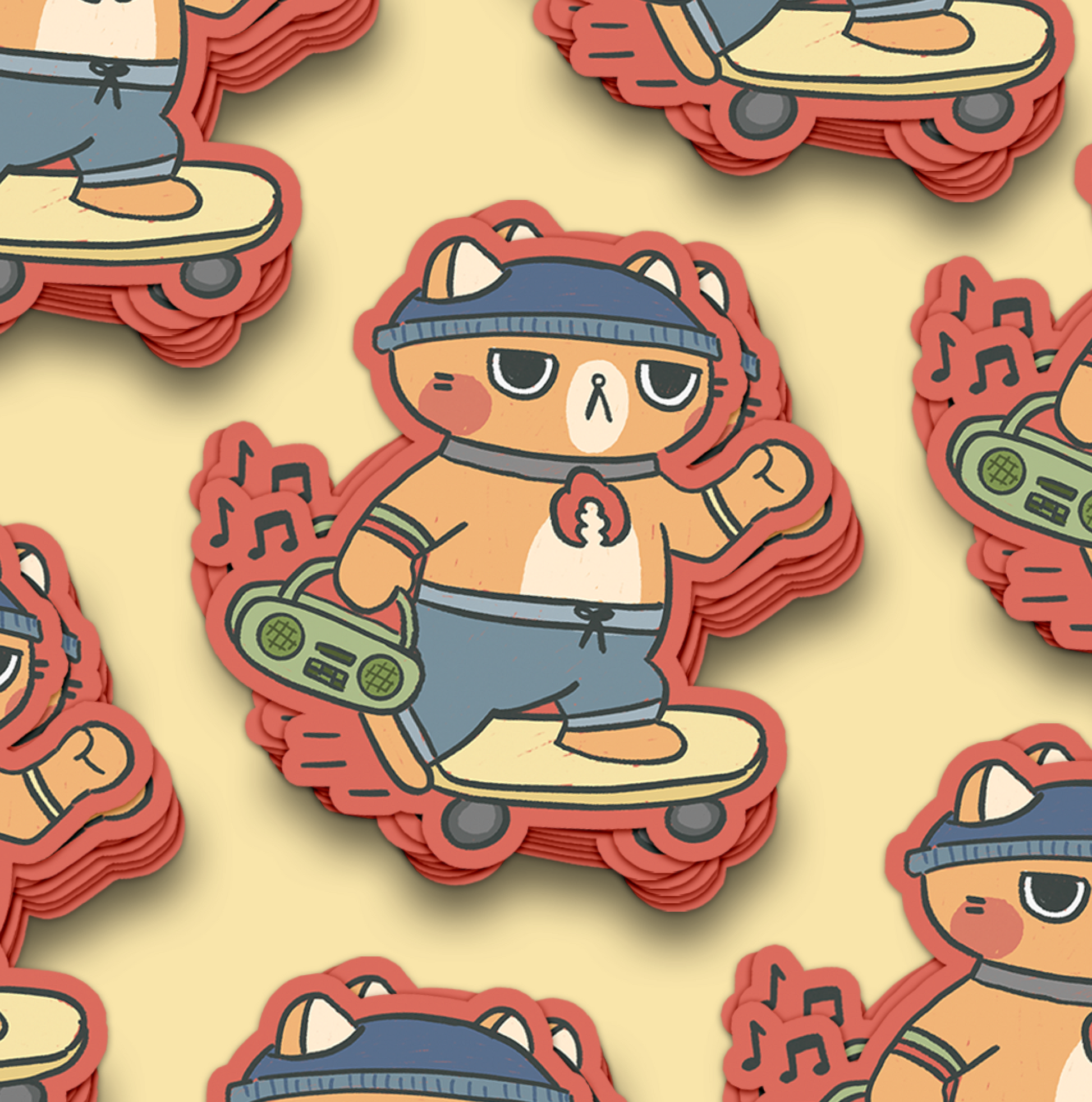 Skater Cat Waterproof Sticker