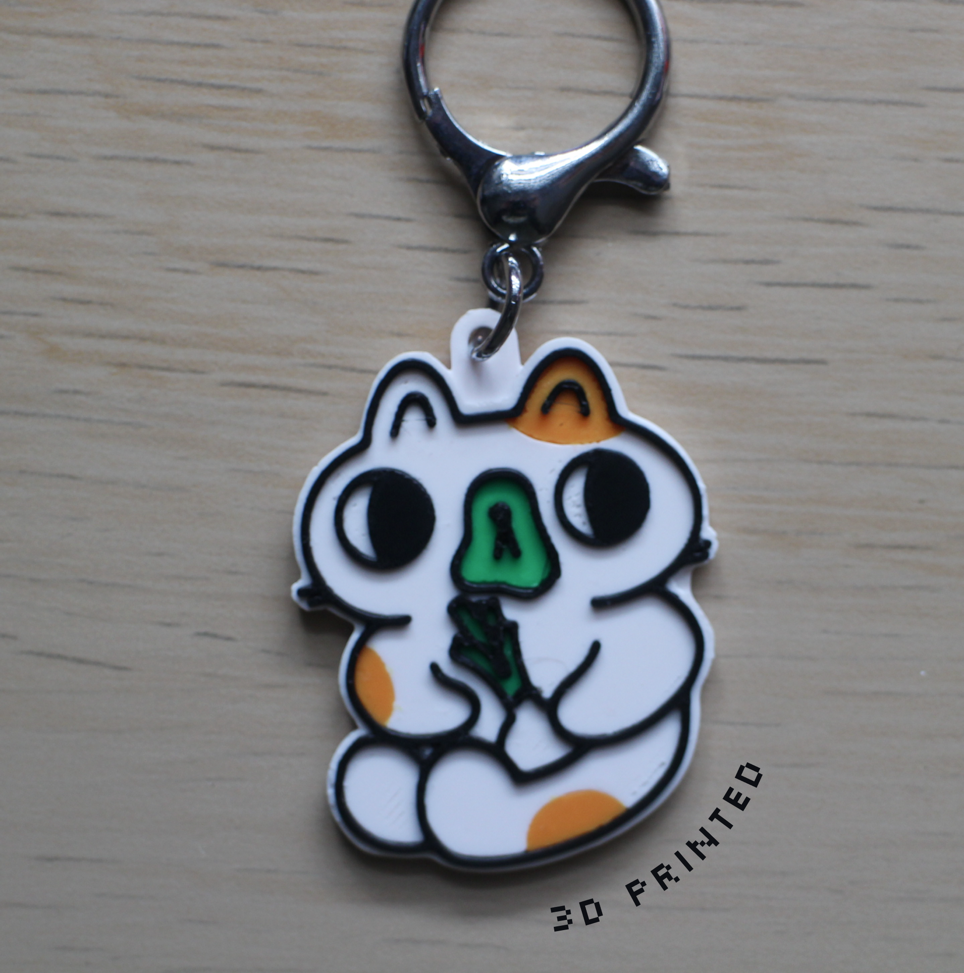 Messy Spring Onion Cat 3D-Printed Keychain