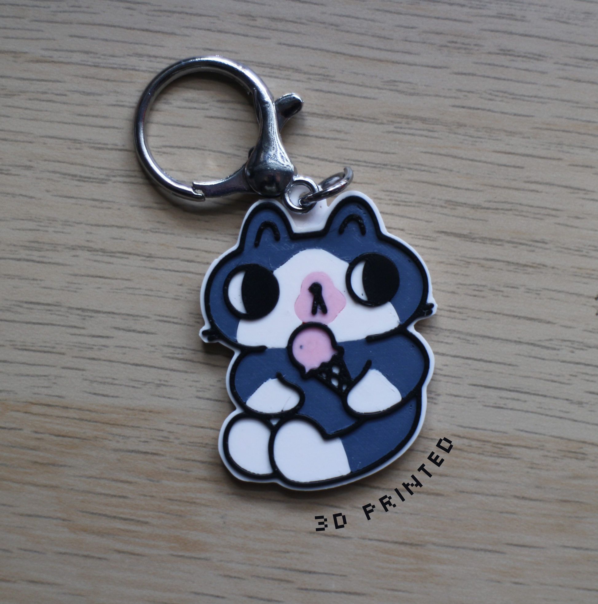Messy Ice Cream Cat 3D-Printed Keychain