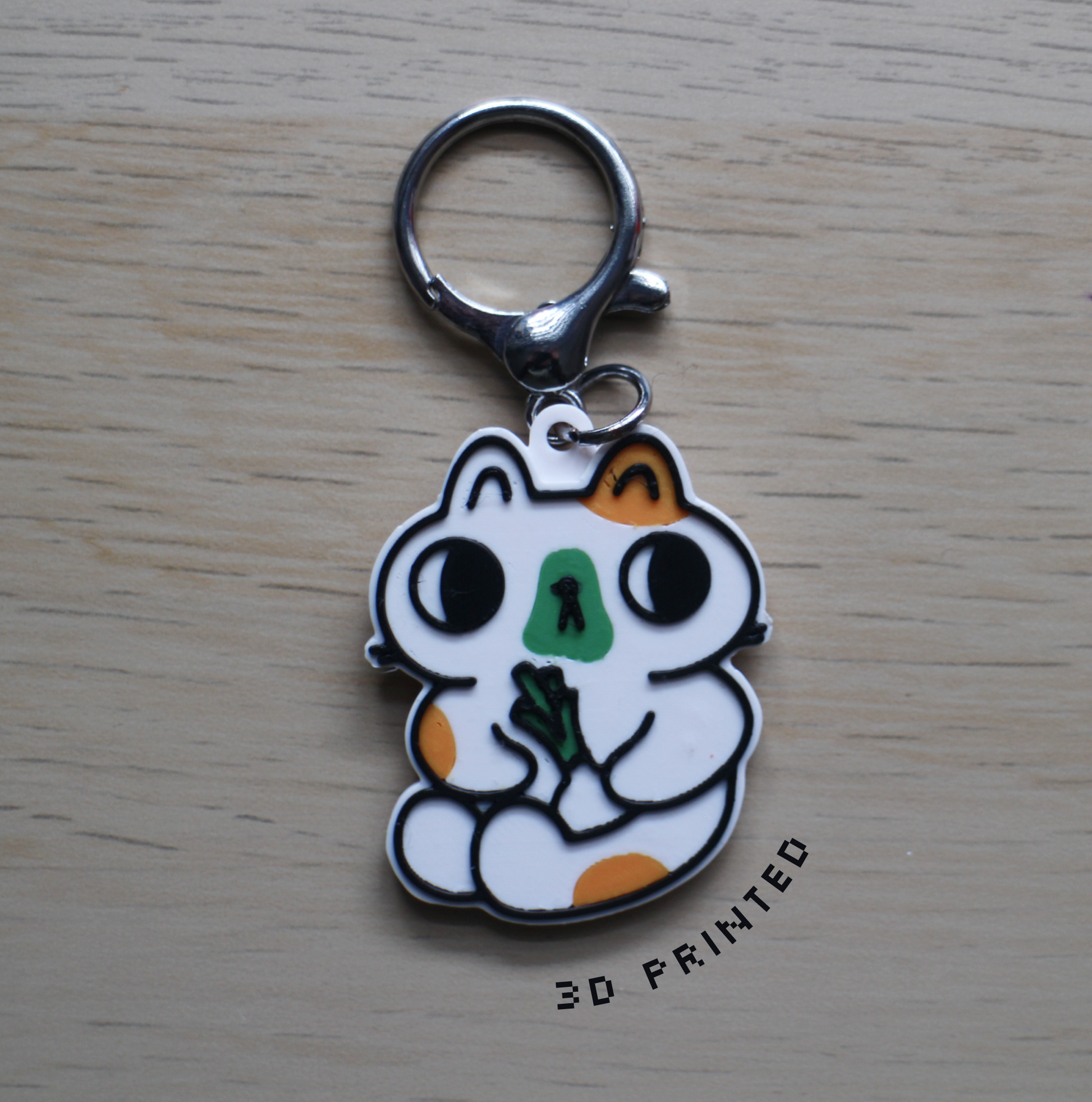 Messy Spring Onion Cat 3D-Printed Keychain