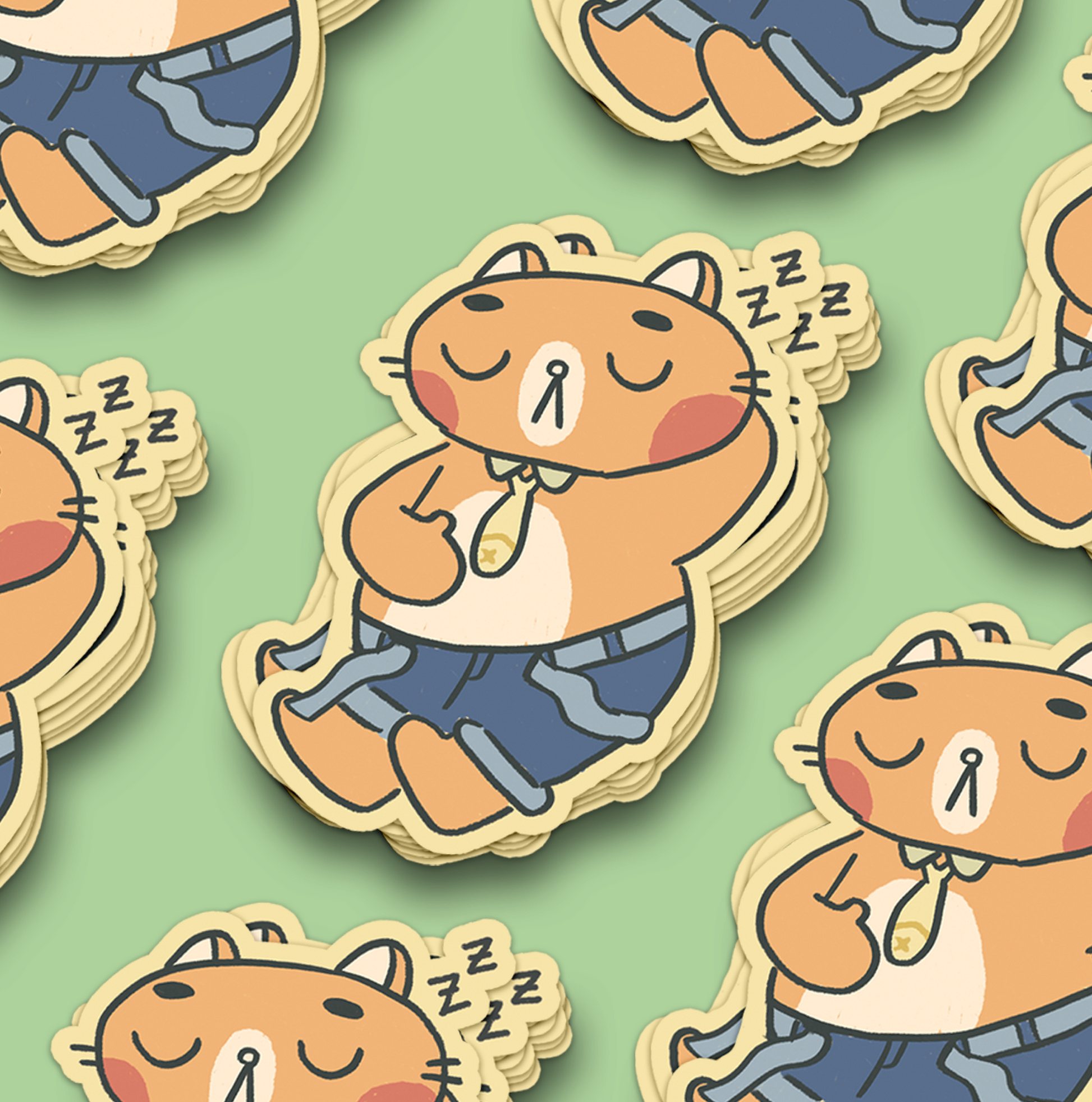 Snoozing Phat Cat Waterproof Sticker