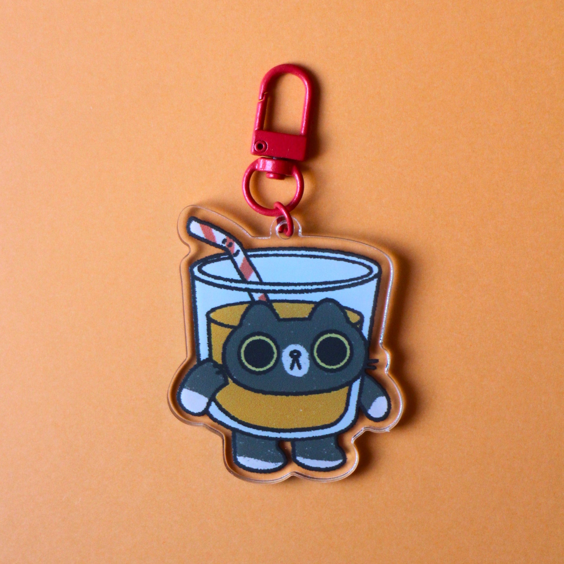 Juice Breakfast Cat Acrylic Keychain