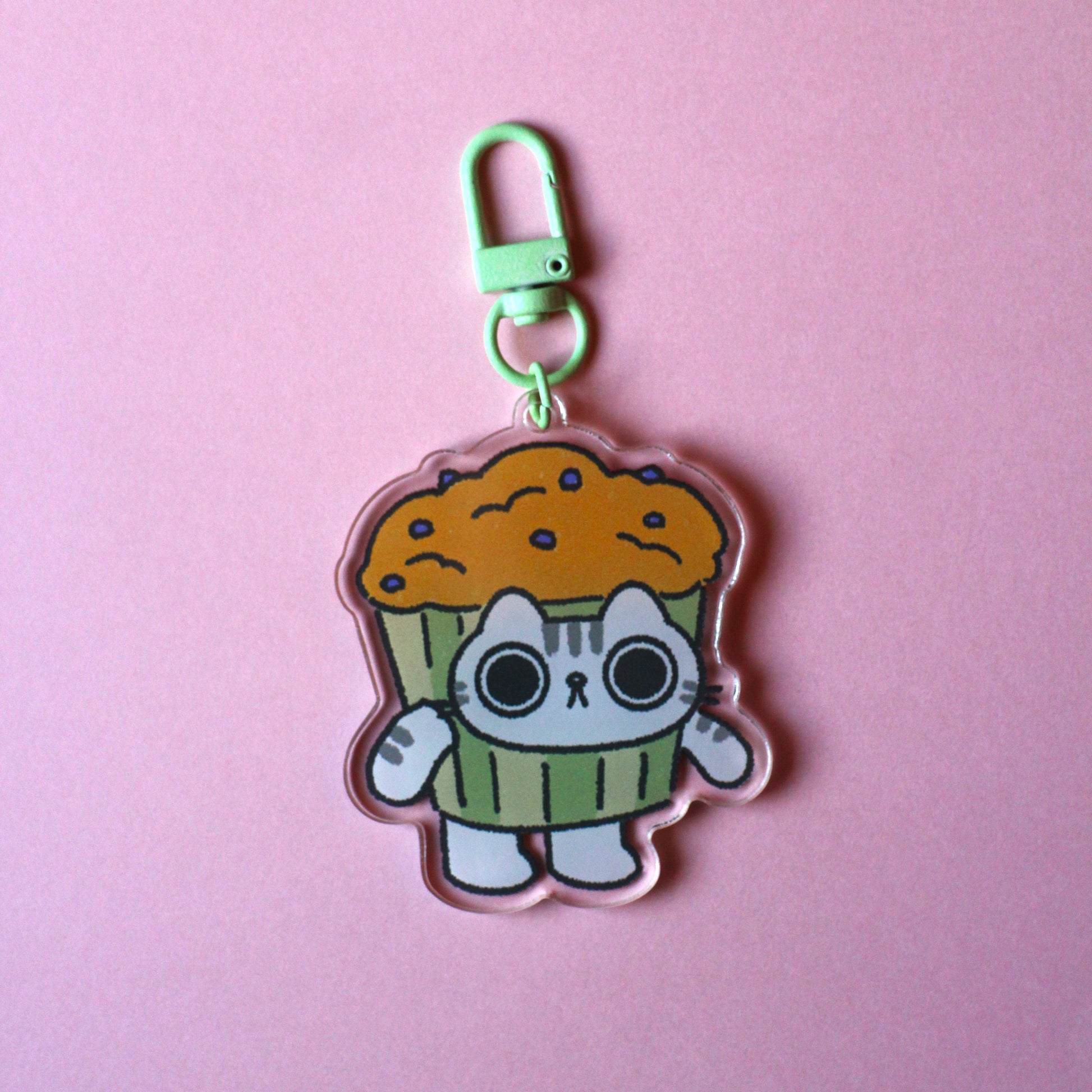 Muffin Breakfast Cat Acrylic Keychain