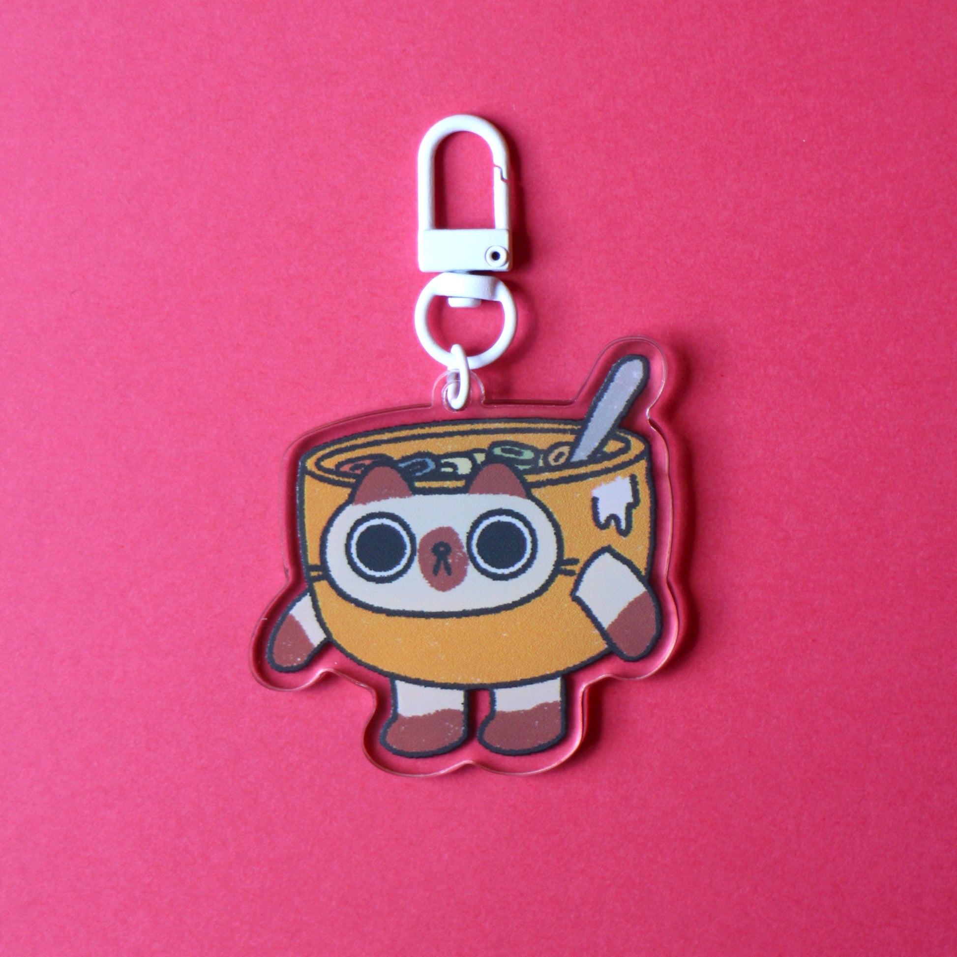 Cereal Breakfast Cat Acrylic Keychain