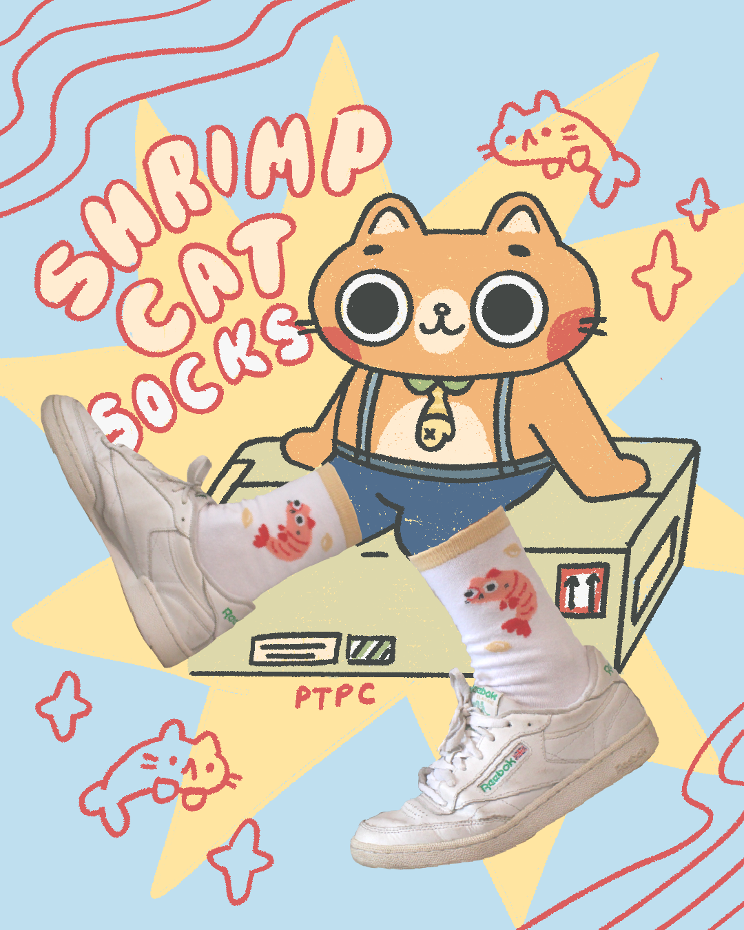 Shrimp Cat Socks