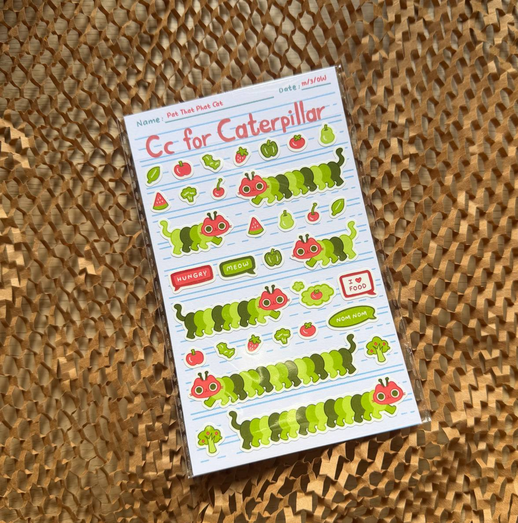 C for Caterpillar Sticker Sheet