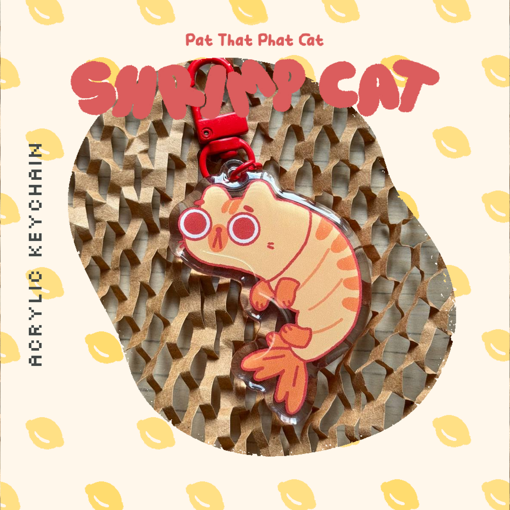 Orange Shrimp Acrylic Keychain