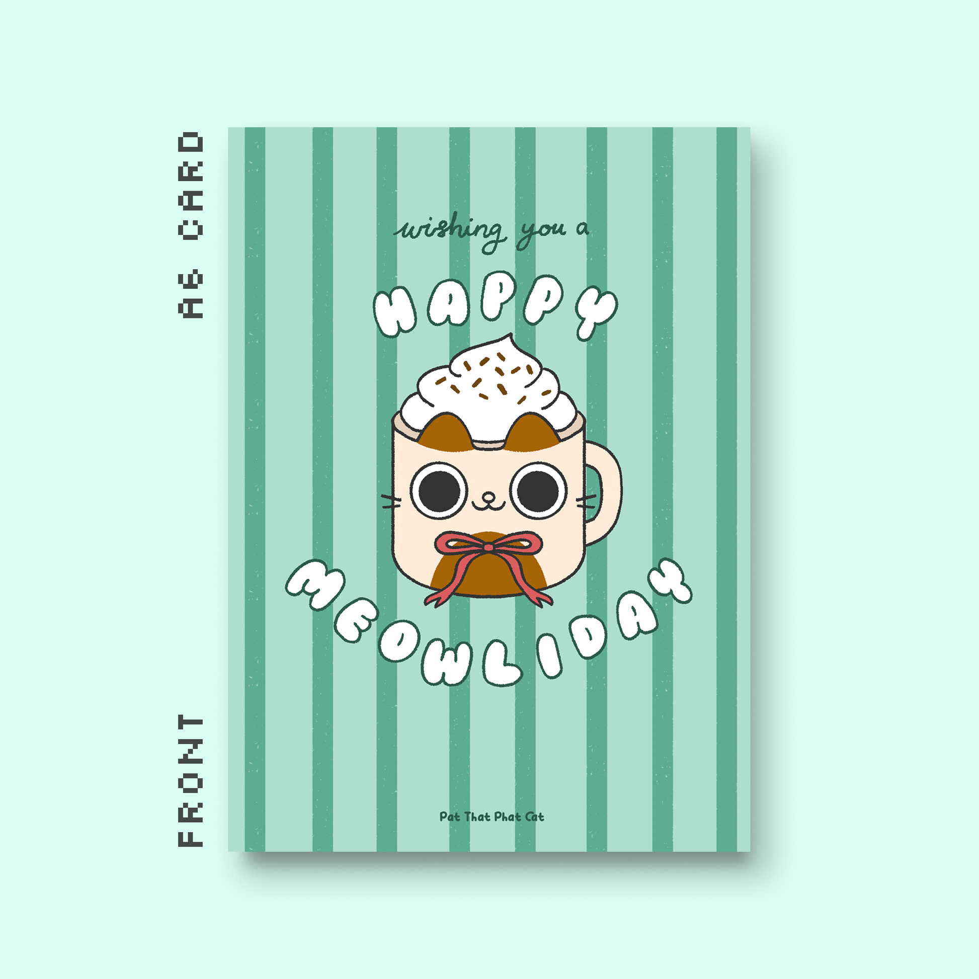 Happy Meowliday Card (Teal)