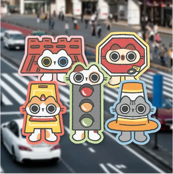 Traffic Cat [5 Stickers]