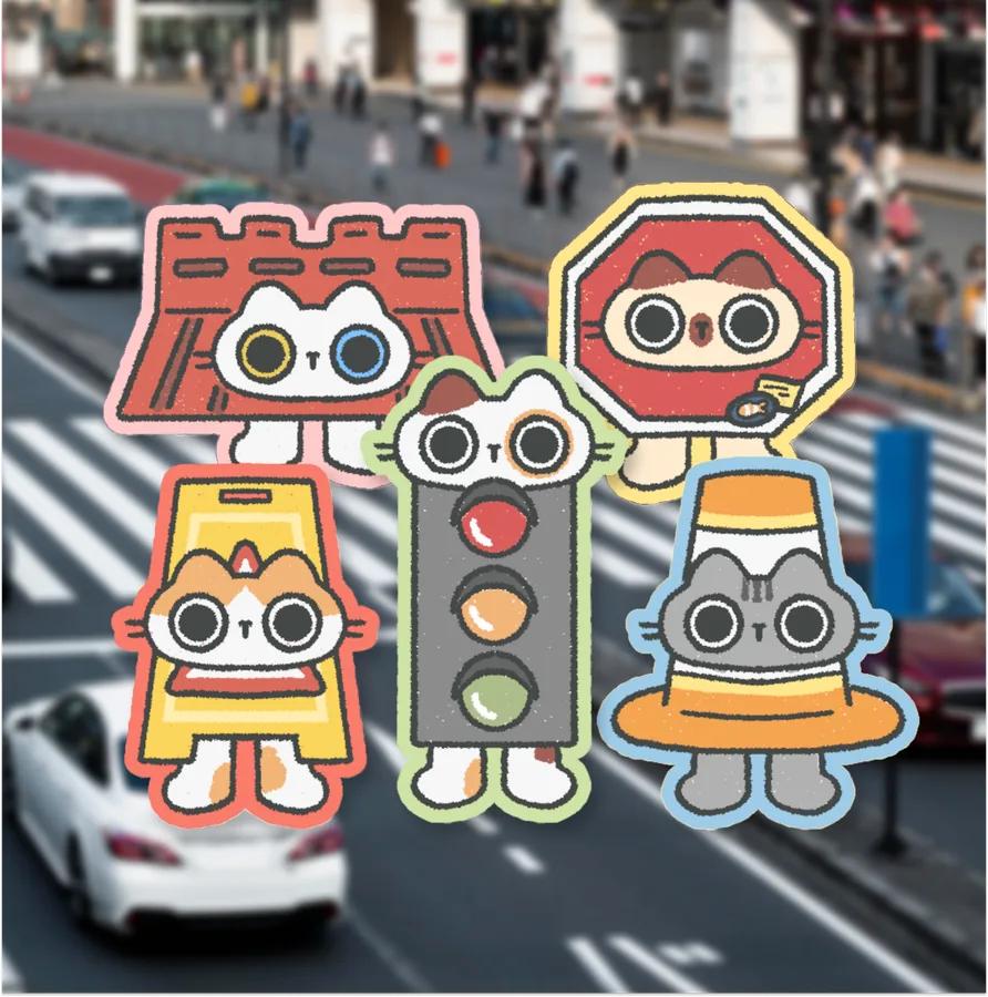Traffic Cat [5 Stickers]