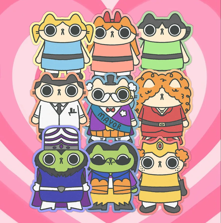 Powerpurr Cats [9 Stickers]