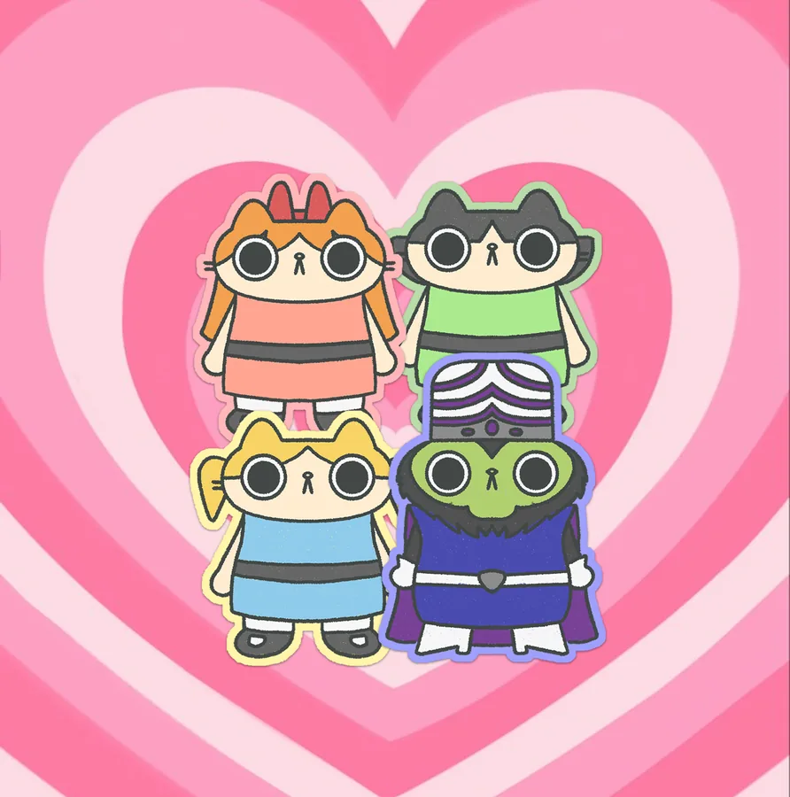 Powerpurr Cats [4 Stickers]